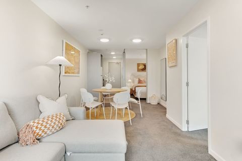 The bedrooms are located off the living spaces.