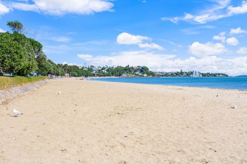 The white sandy beach is a safe swimming spot.