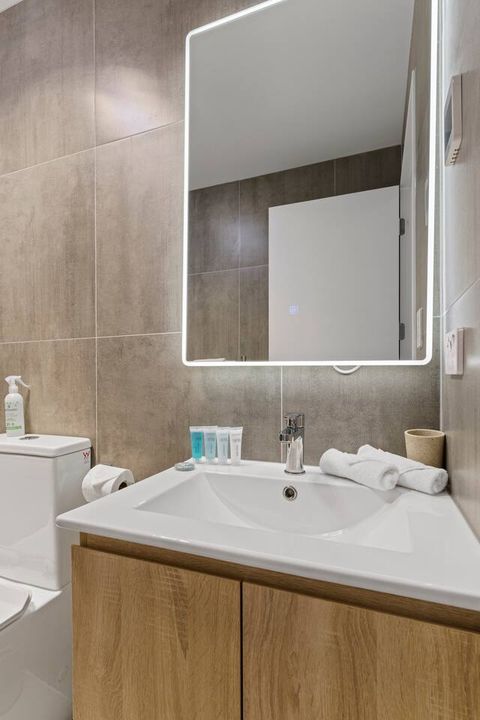 There is plenty of room on the vanity unit for any personal items.