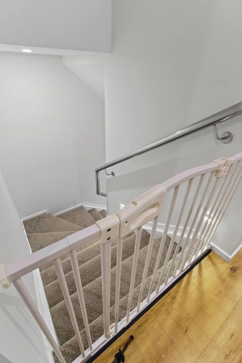 There is a handy baby gate to prevent falls down the stairs.