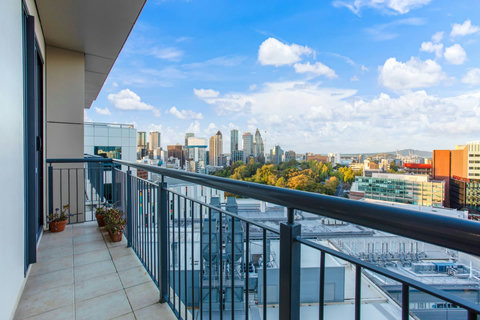 The view from the balcony overlooking the city below.