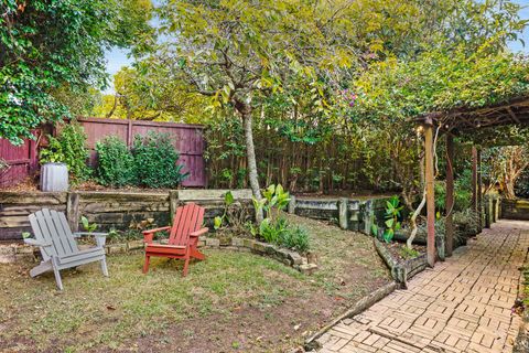 The garden is restful and relaxing with a paved pathway.