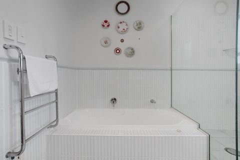 There is a tub that would be great for soaking away your days troubles.