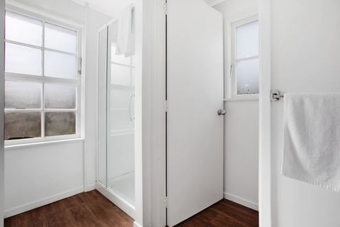 Enjoy a shower in the glass shower box.