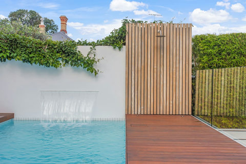 Use the outdoor shower to rinse off so you don't have to come inside for a shower.