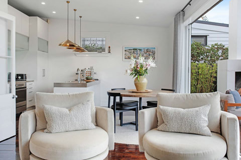 There is plenty of natural light that streams into the living spaces.