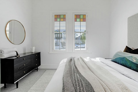 The dresser adds useful storage to the room so you can unpack if you want to.