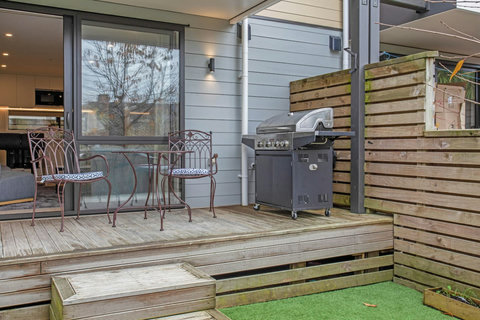 There is cafe style seating on the balcony, which is a great spot to enjoy your morning coffee.