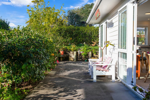 Sit outside and enjoy the garden area on a warmer day.