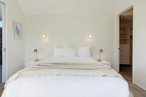 On the left is the hallway with the office space with the wardrobe and bathroom on the right.