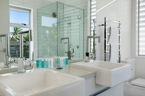 With dual sinks there is no fighting over bench space.