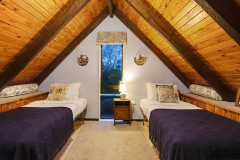 There is two single beds under the a-line roof, ideal for the chiildren.