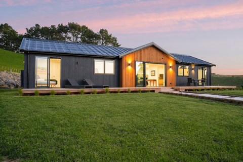 View of the house at night.