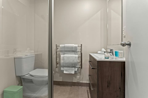 There is plenty of storage in the bathroom vanity for your personal belongings.