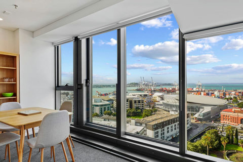 Enjoy the stunning view from the dining room area looking towards the harbour.