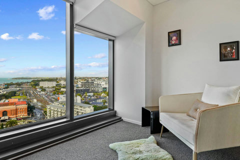 The chair is ideally positioned to watch the world go by down below.