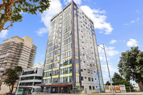 The apartment is located in a high-rise building in the city.