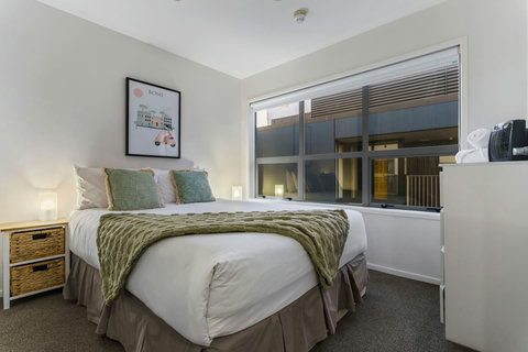 The soft lighting brings some warmth and cosiness to the room.