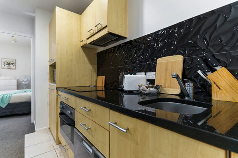 There is plenty of storage in the kitchen if you are staying for a longer period.