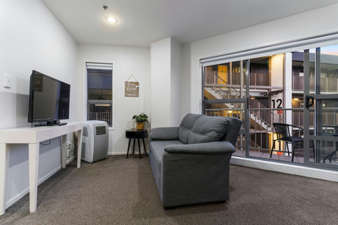 Open the ranch slider doors and enjoy the fresh air throughout the apartment.