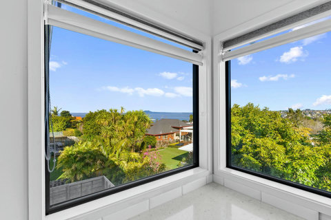 The view from the kitchen window looking towards Rangitoto Island.