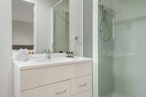 Step out of the shower into a warm, fluffy white towel from the heated towel rail.