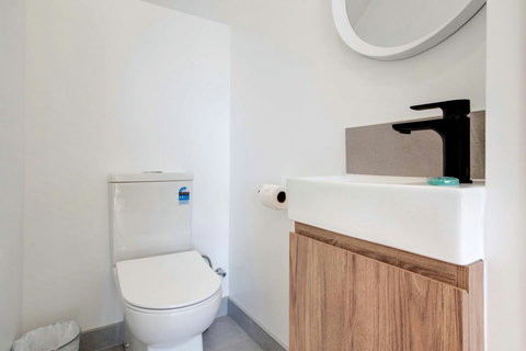 There is a half bathroom downstairs which is convenient for visiting friends.