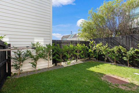 There is a handy clothes line in the backyard for any washing.