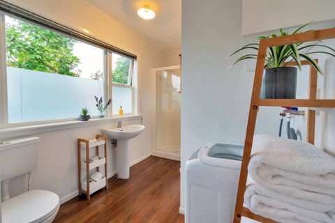 The washing machine is handily located in the bathroom so you can put your clothes straight in when taking a shower.