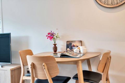 The dining table is great for eating together or playing a game.