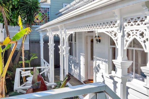 The villa features the original fretwork, verandah and posts.