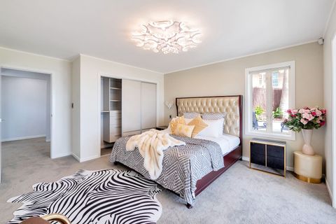 The Zebra bedroom has a large double wardrobe. The unique chandelier is a great talking point.
