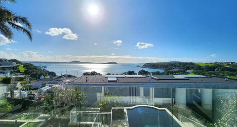 Detail of Okahu Bay and Bastion Point with Rangitoto Island peeking in the background.