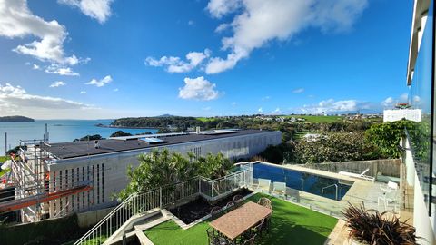Detail of Okahu Bay and Bastion Point with Rangitoto Island peeking in the background.