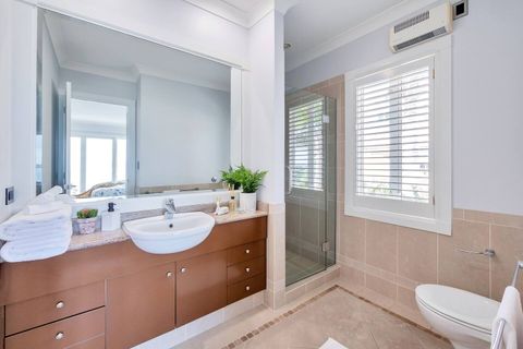 The ensuite bathroom off the Cheetah suite has a shower, vanity and toilet.