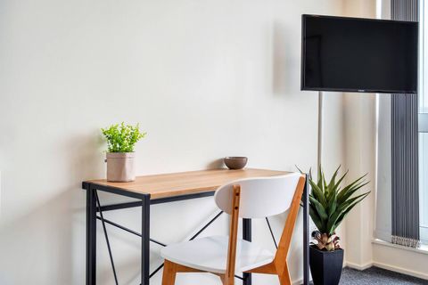 There is a workspace for your use if you need to do some work or study.