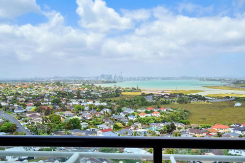There is a great view from the balcony looking towards the sea and the CBD skyline.