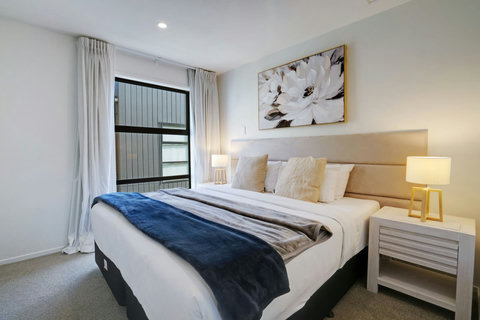 The bed is set-up as 2 x single beds, however can be converted into a King bed (as pictured) with 48 hours prior notice.
