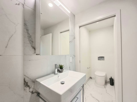 The toilet is separate from the main bathroom, which is a great bonus.