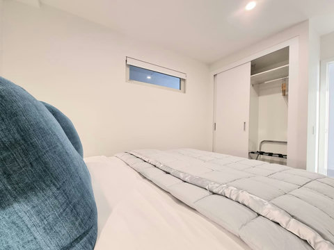 There is plenty of room to hang your clothes and put your luggage in the double closet.