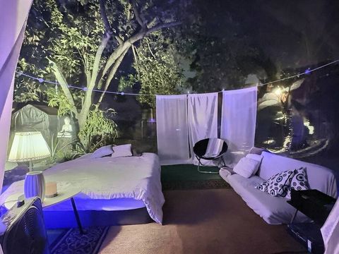 inside our cozy glamping