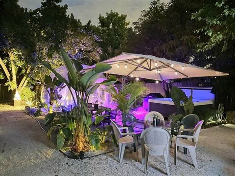 tropical oasis at night