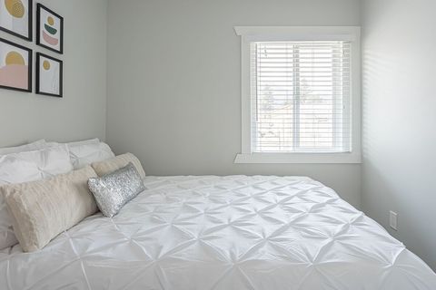 Relax in the queen bed with a plush, pillow top mattress after a long day exploring Hope BC.