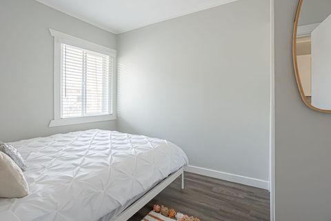 Relax in the queen bed with a plush, pillow top mattress after a long day exploring Hope BC.