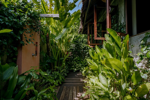 Exterior shower in a private garden 
