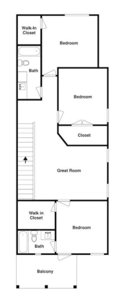 Second floor layout - attached baby gate on top of the stairs.
