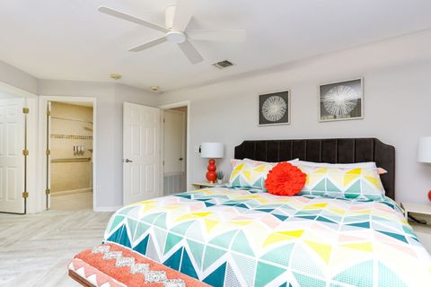 Luxurious master bedroom with king size bed.