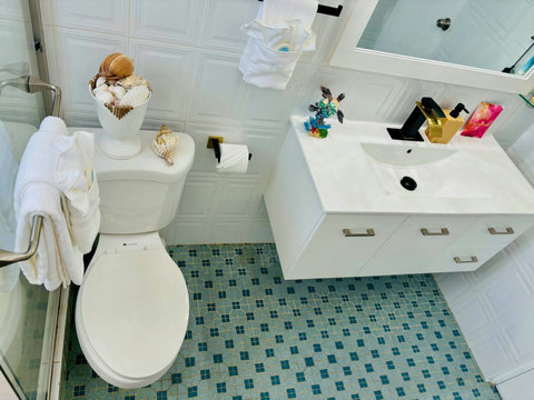 Bathroom Oasis: Elegant shower features and chic decor await your refreshing retreat!