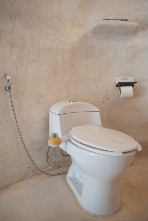 TadOw! The first ever flush toilet after 10 years of building new ruins. Please enjoy wasting tons perfectly good water for just one small amount of pee. 
Thanks to the biodigestor we installed it wont dirty up the ground water (we dont think). 