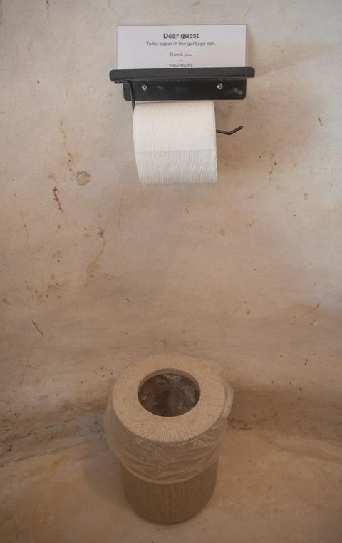 Remember this is Mexico and we use a biodigestor for septic, therefore all poopy paper goes into the waste basket, not in the toilet. 